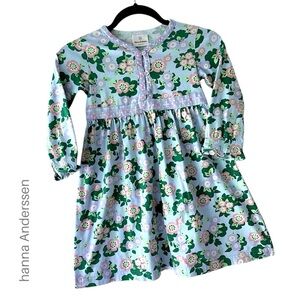 HANNA ANDERSSEN | NWOT GIRLS LONG SLEEVE COTTON FLORAL DRESS | SIZE: 5 (110)